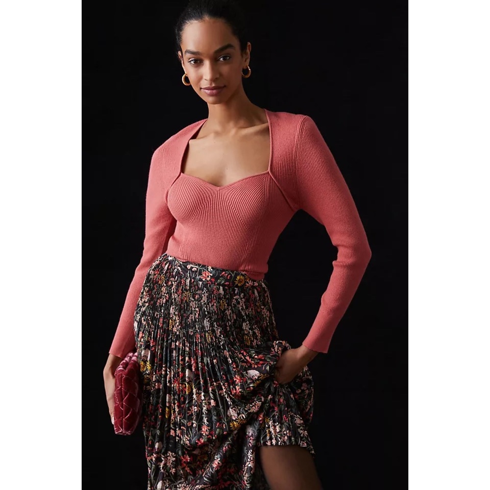 Anthropologie Pilcro Squareneck Cropped-Bustier Sweater